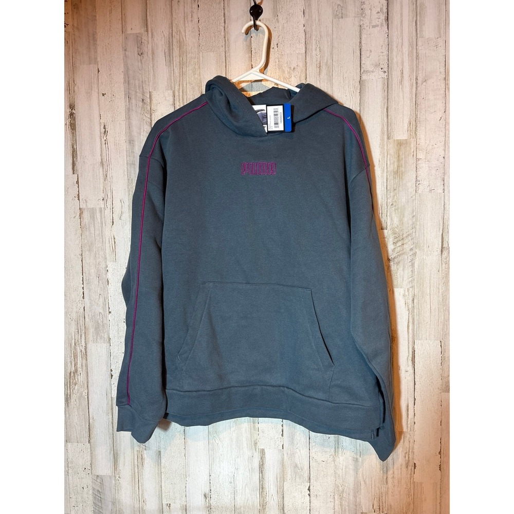 Puma Womens NWT size‎ Large Embroidered Pullover Hoodie Gray